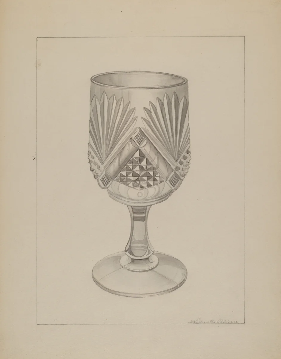 Molded Water Glass by Ludmilla Calderon, index of american design, 1937