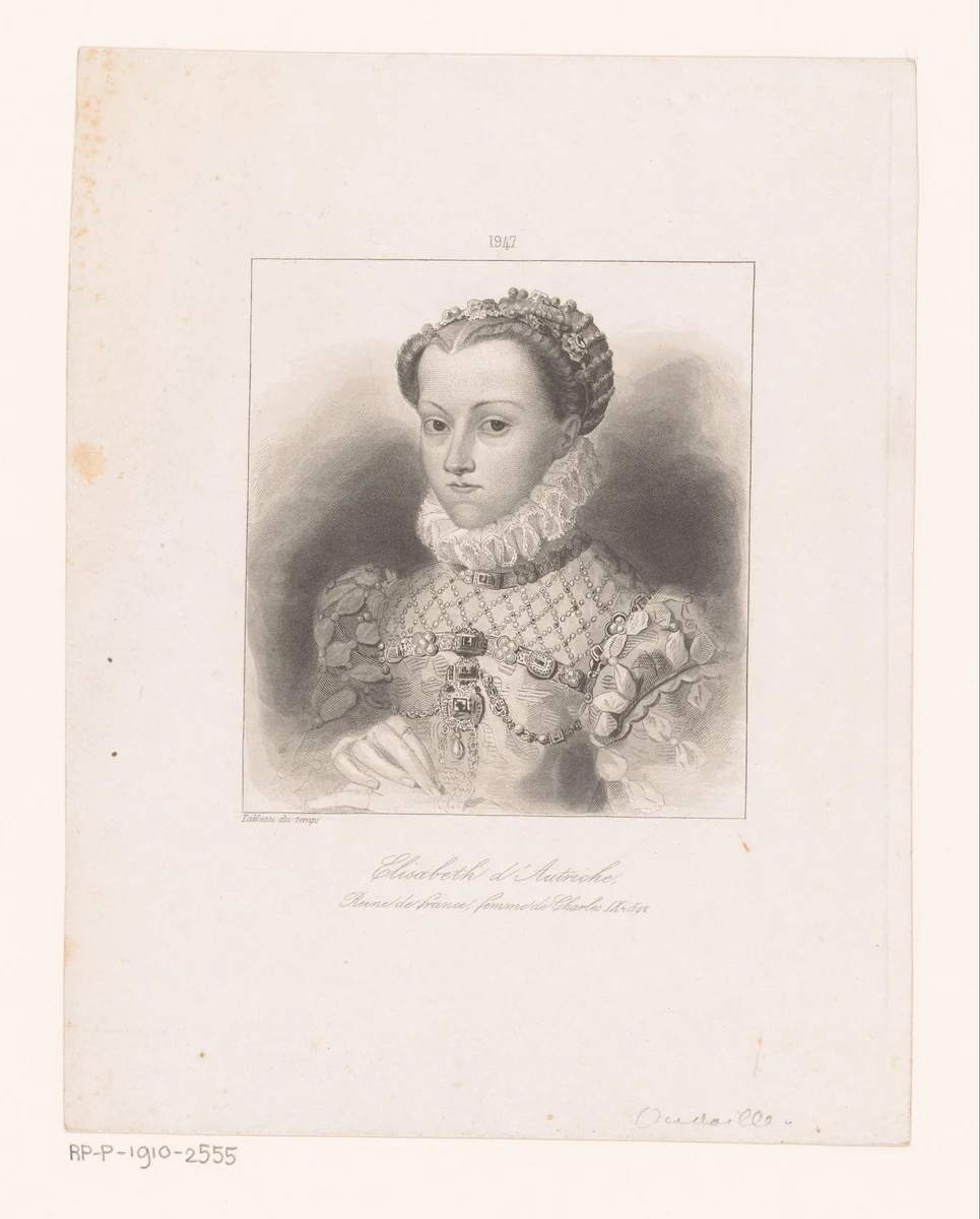 Portret van Elisabeth van Oostenrijk by Oudaille, print, 1800-1900
