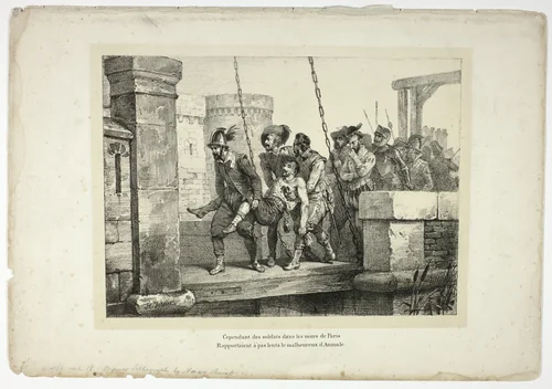 Cependant des soldats dans les murs de Paris... by Horace Vernet, print, 1825