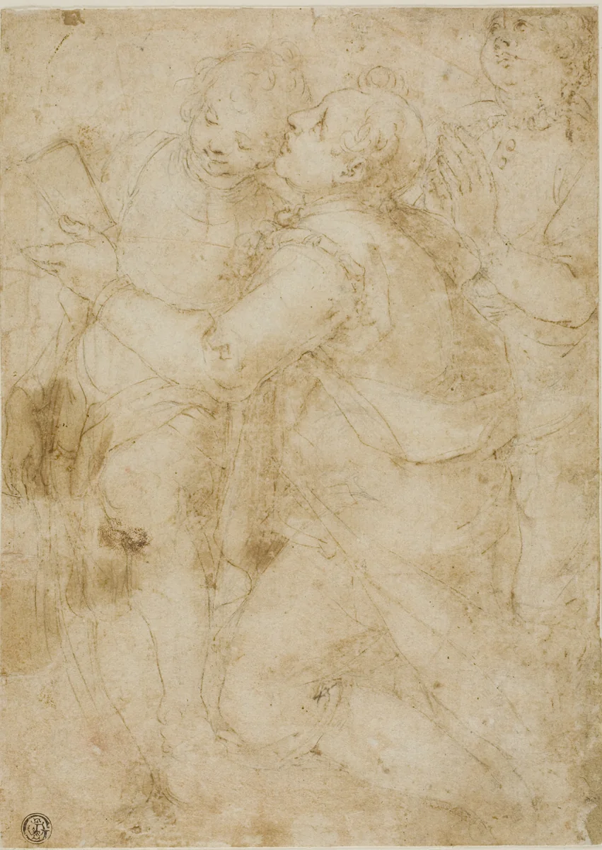 Three Youths in Prayer by Guglielmo Caccia, drawing, 1552-1577