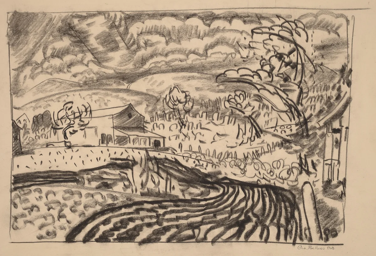 Woodstock Road, Woodstock, New York by George Bellows, drawing, 1924