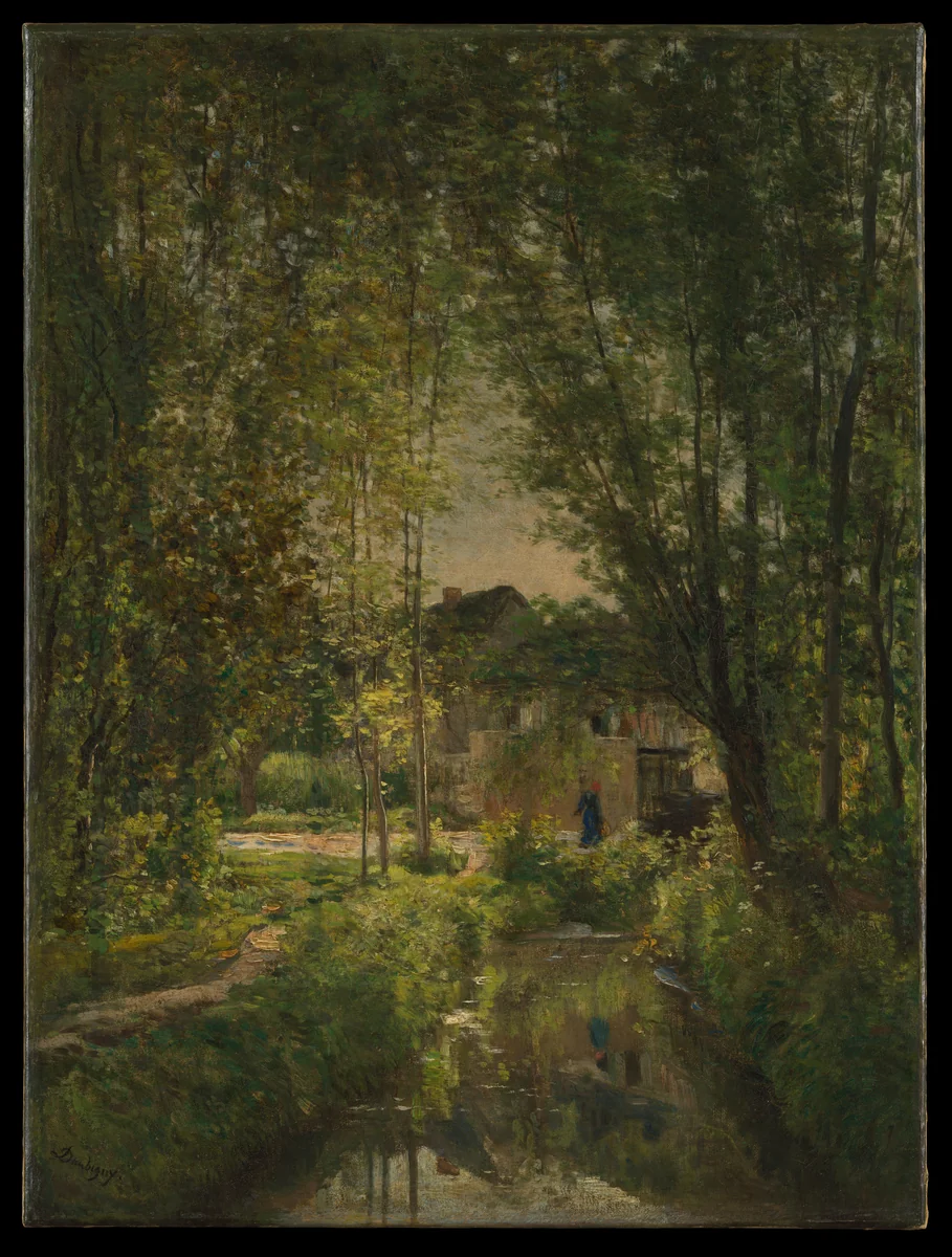 Landscape with a Sunlit Stream by Charles-François Daubigny, painting, 1877
