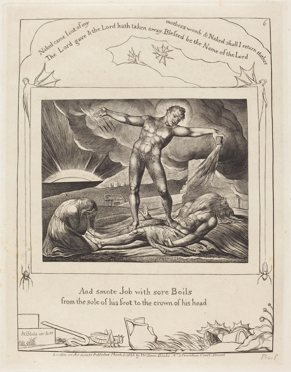 Satan Smiting Job with Boils by William Blake, print, 1825