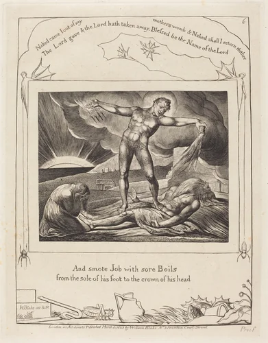 Satan Smiting Job with Boils by William Blake, print, 1825