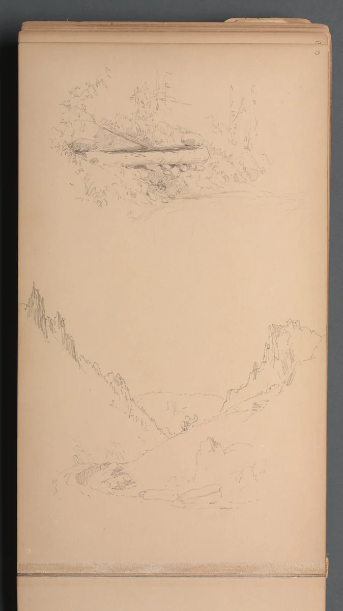 Sketchbook, page 15: Landscapes, Berlin Falls ? by Sanford Robinson Gifford, book, 1859