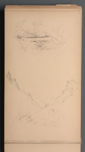 Sketchbook, page 15: Landscapes, Berlin Falls ? by Sanford Robinson Gifford, book, 1859