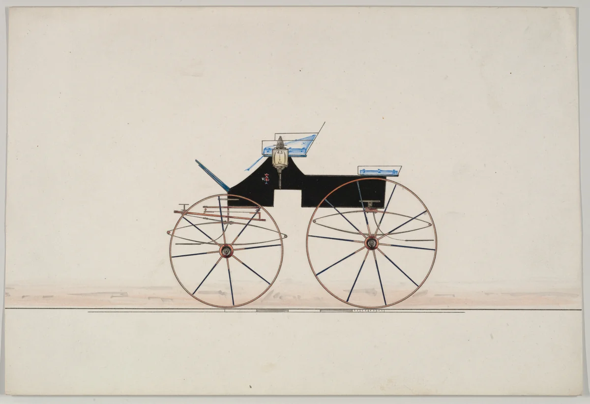 Phaeton, no top (unnumbered) by Brewster & Co., drawing, 1850-1870