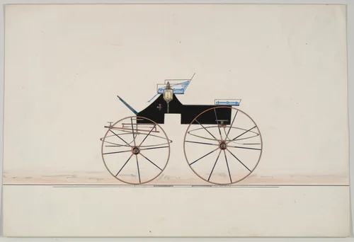 Phaeton, no top (unnumbered) by Brewster & Co., drawing, 1850-1870