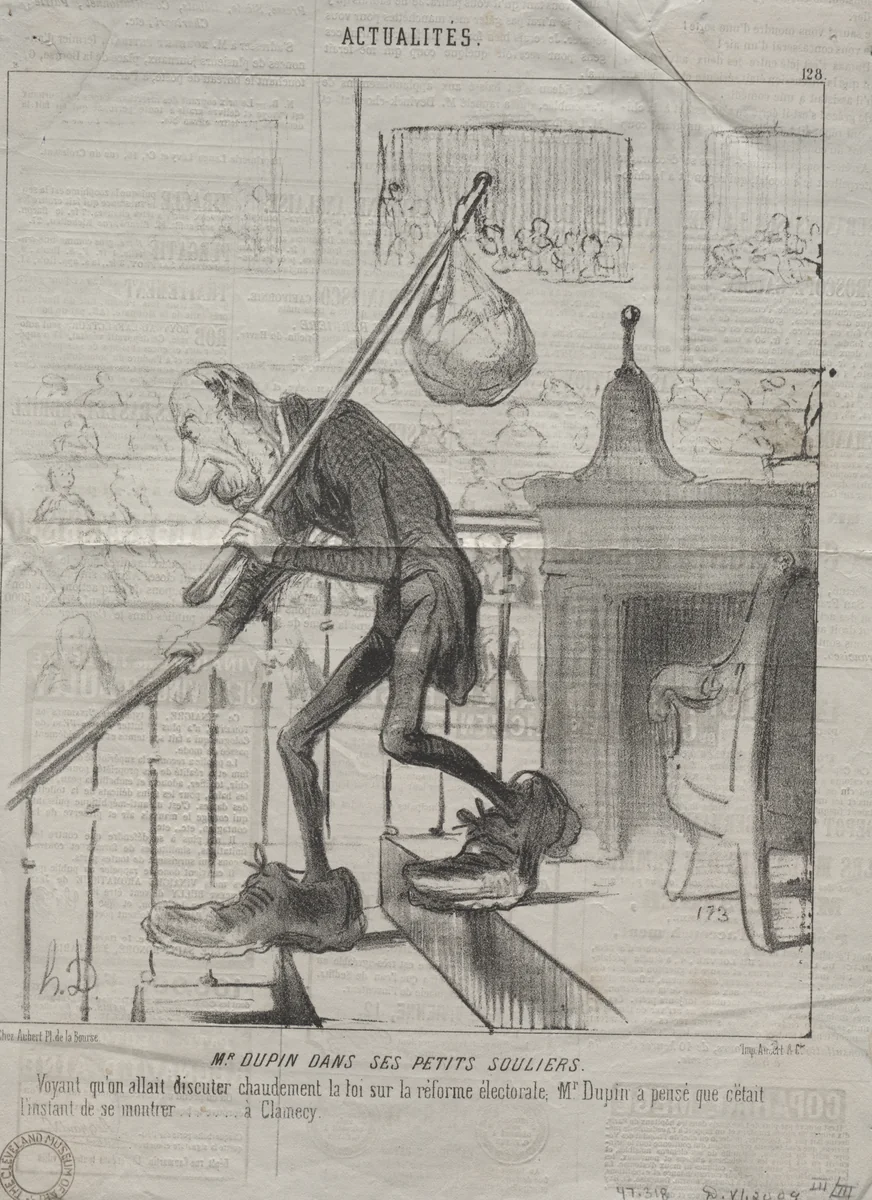 Mr. Dupin in His Little Shoes by Honoré Daumier, print, 1850