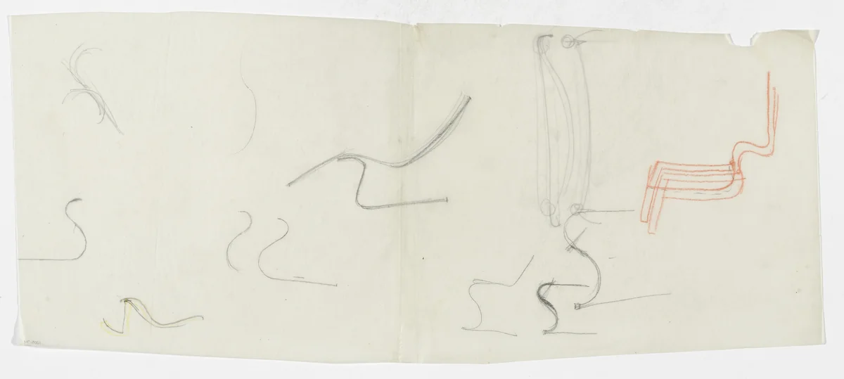 Reclining Chair without Arms. Frame details. (Elevation sketches) by Ludwig Mies van der Rohe, mies van der rohe archive, 1926