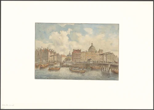 Gezicht op de Haringpakkerij, hoek Martelaarsgracht by Johan Martinus Anthon Rieke, drawing, 1861-1899