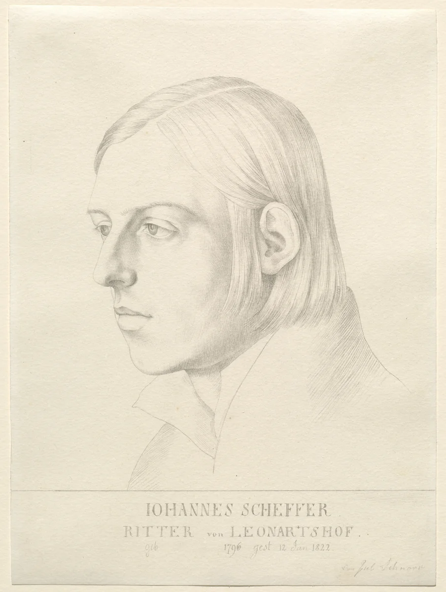 Johann Evangelist Scheffer von Leonhardshoff by Julius Schnorr von Carolsfeld, drawing, 1822
