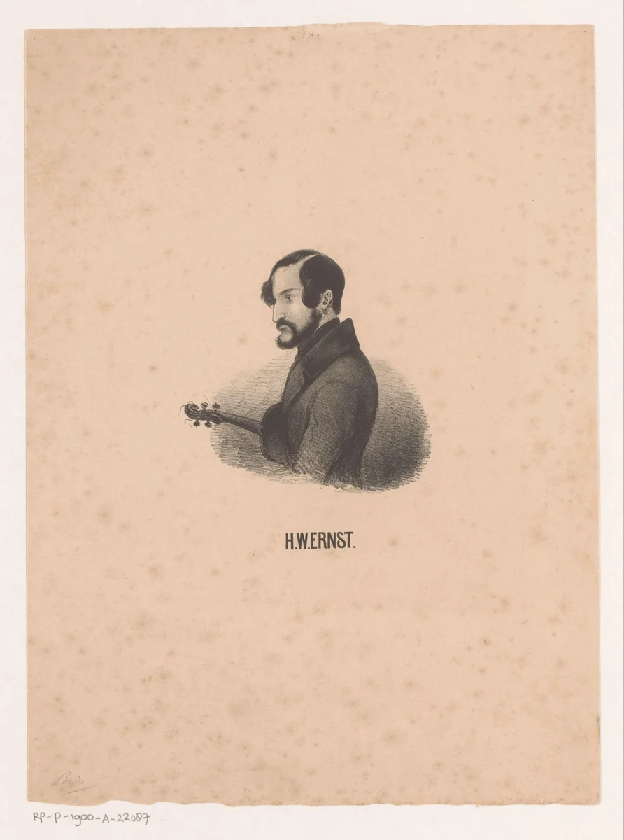 Portret van Heinrich Wilhelm Ernst by Hendrik Anthony Frederik Gobius, print, 1825-1865