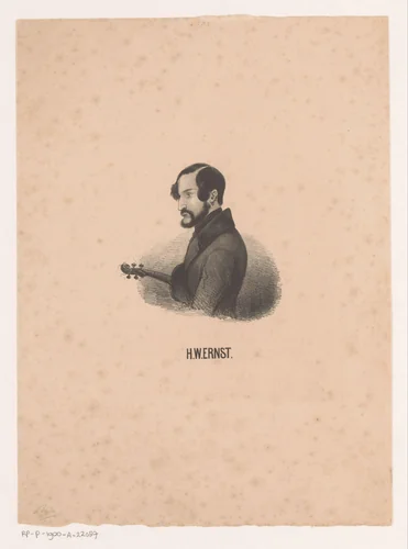 Portret van Heinrich Wilhelm Ernst by Hendrik Anthony Frederik Gobius, print, 1825-1865