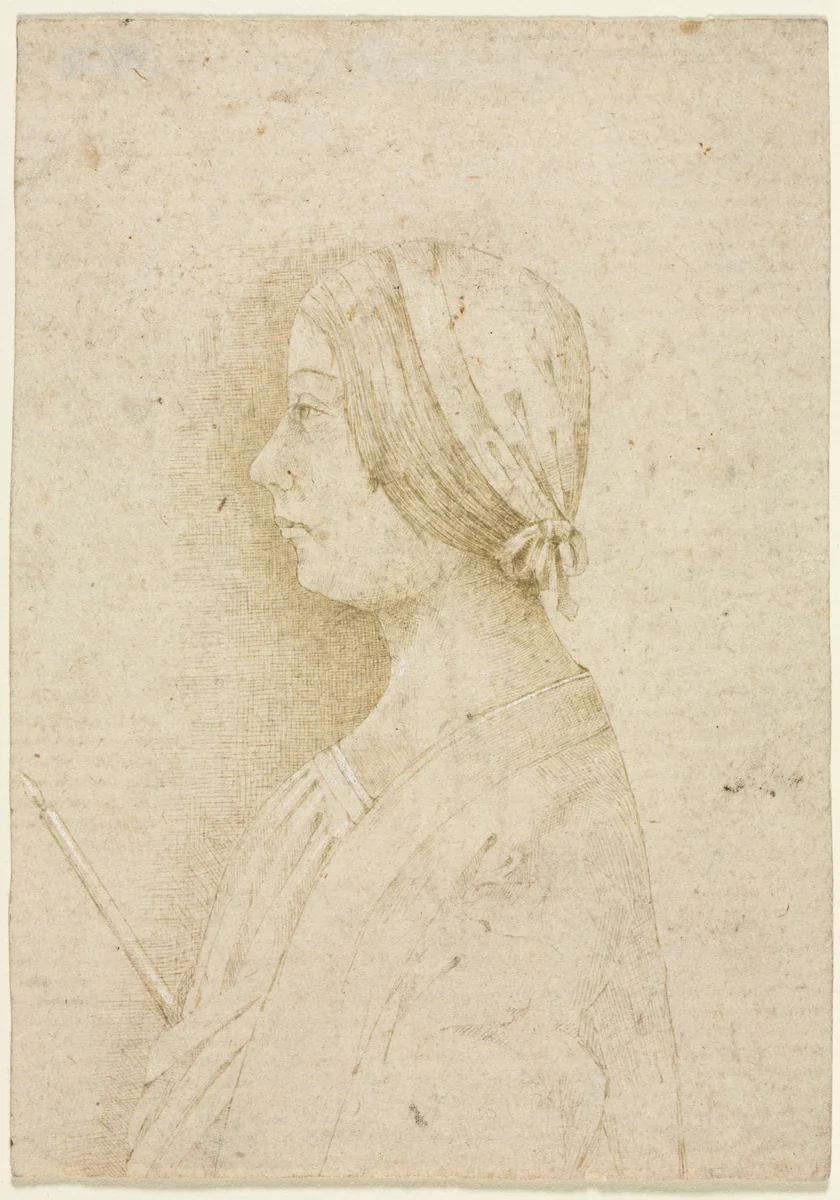 Profile of a Girl Holding a Candle by Unknown, drawing, 1400-1499