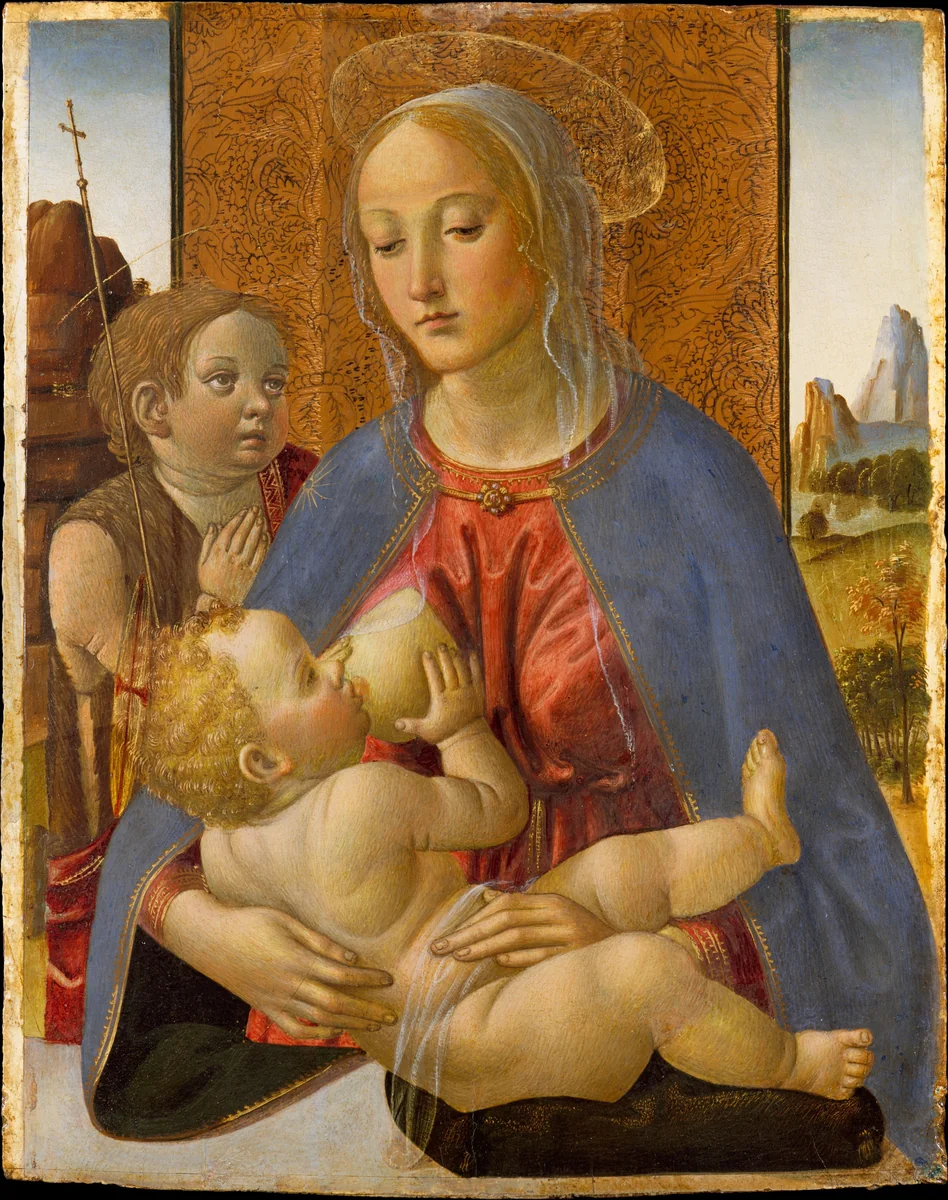 Madonna and Child with the Young Saint John the Baptist by Cosimo Rosselli, painting, 1487-1493