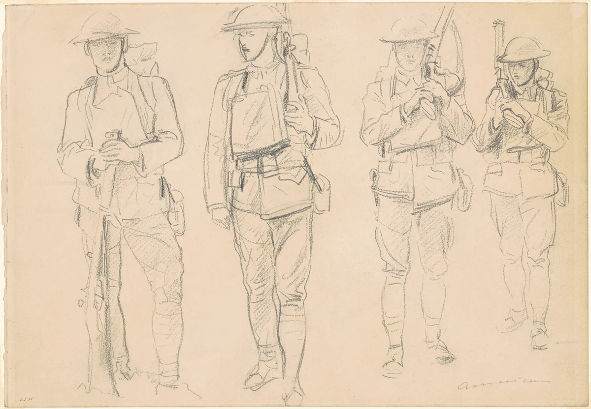 Studies for "Entering the War" [recto] by John Singer Sargent, drawing, 1913-1923