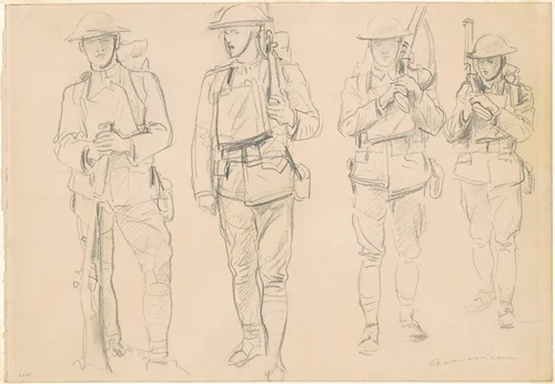 Studies for "Entering the War" [recto] by John Singer Sargent, drawing, 1913-1923