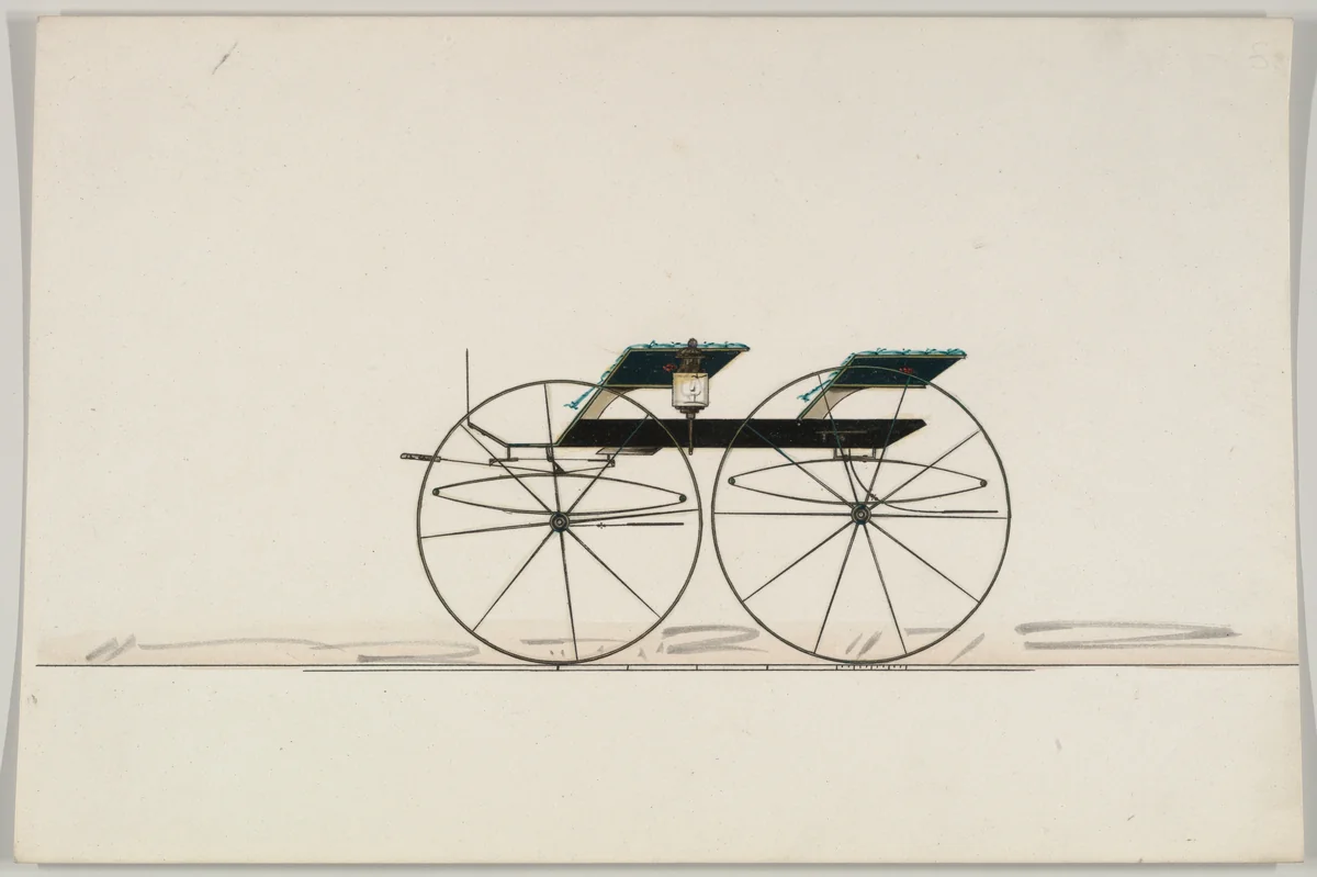 Design for Two-Seat Wagon by Brewster & Co., drawing, 1850-1870