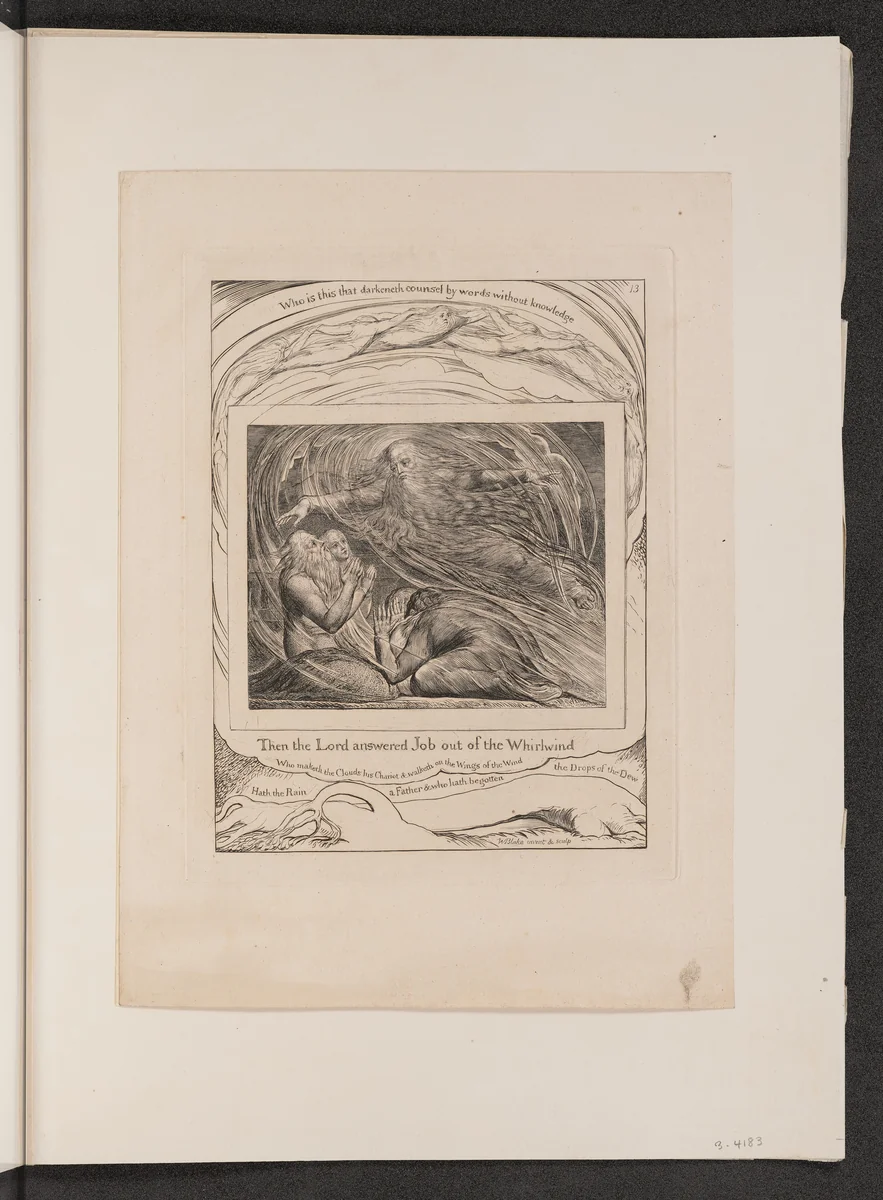 The Lord Answering Job out of the Whirlwind by William Blake, portfolio, 1825