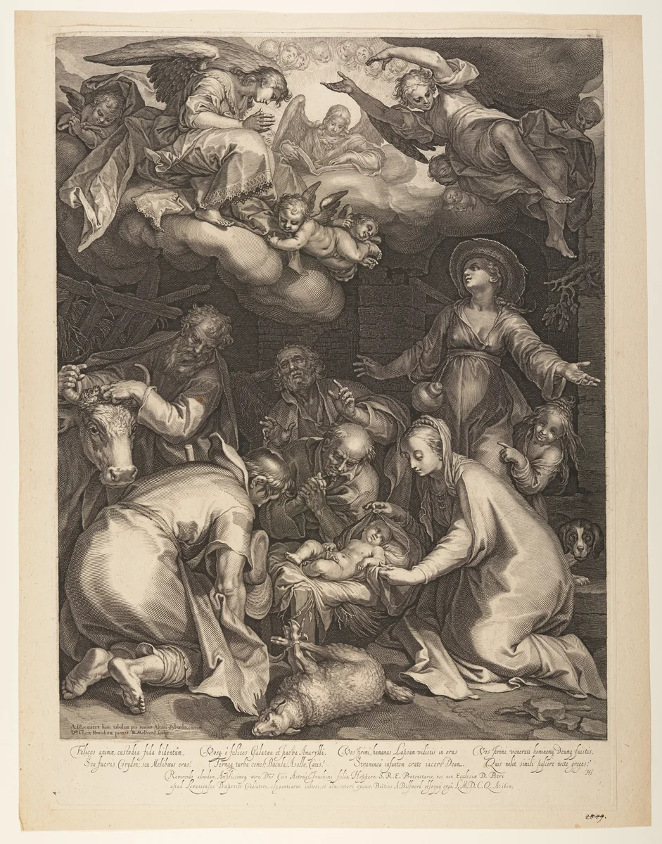 The Adoration of the Shepherds by Boëtius Adamsz. Bolswert, print, 1618