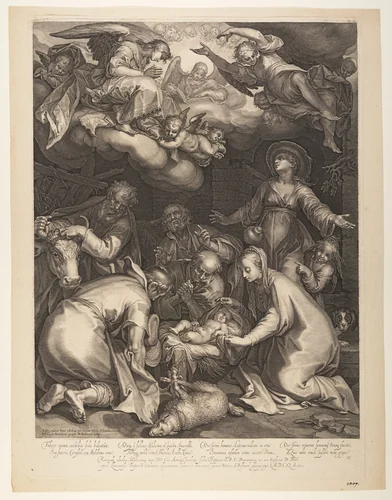 The Adoration of the Shepherds by Boëtius Adamsz. Bolswert, print, 1618