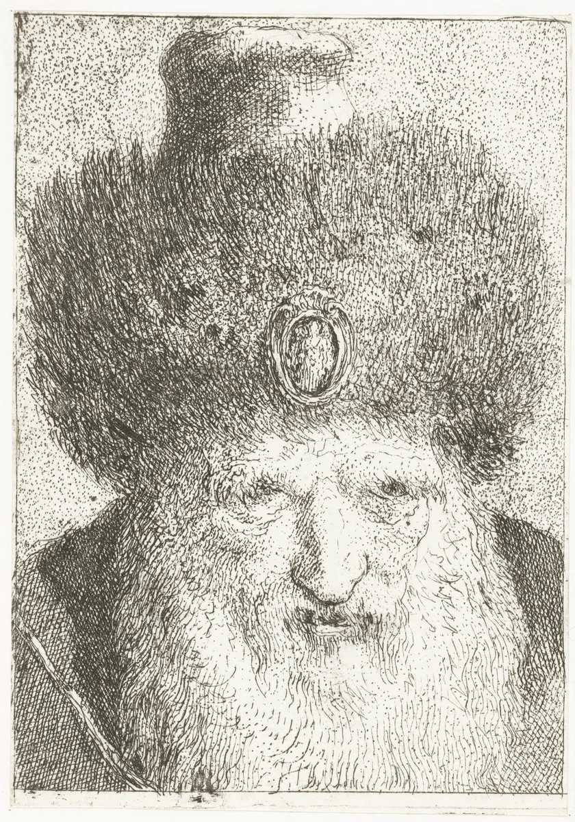 Turkse man met bontmuts by Giovanni Domenico Tiepolo, print, 1771-1774