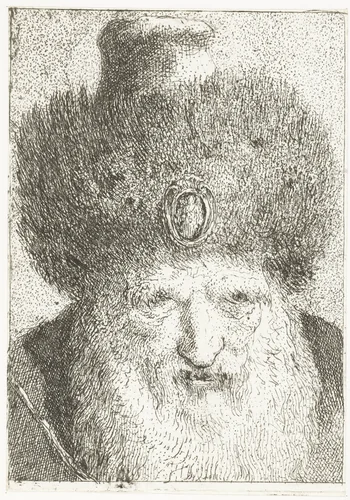 Turkse man met bontmuts by Giovanni Domenico Tiepolo, print, 1771-1774