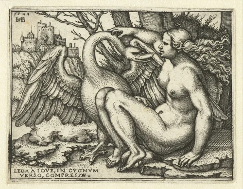Leda en de zwaan by Unknown, print, 1548