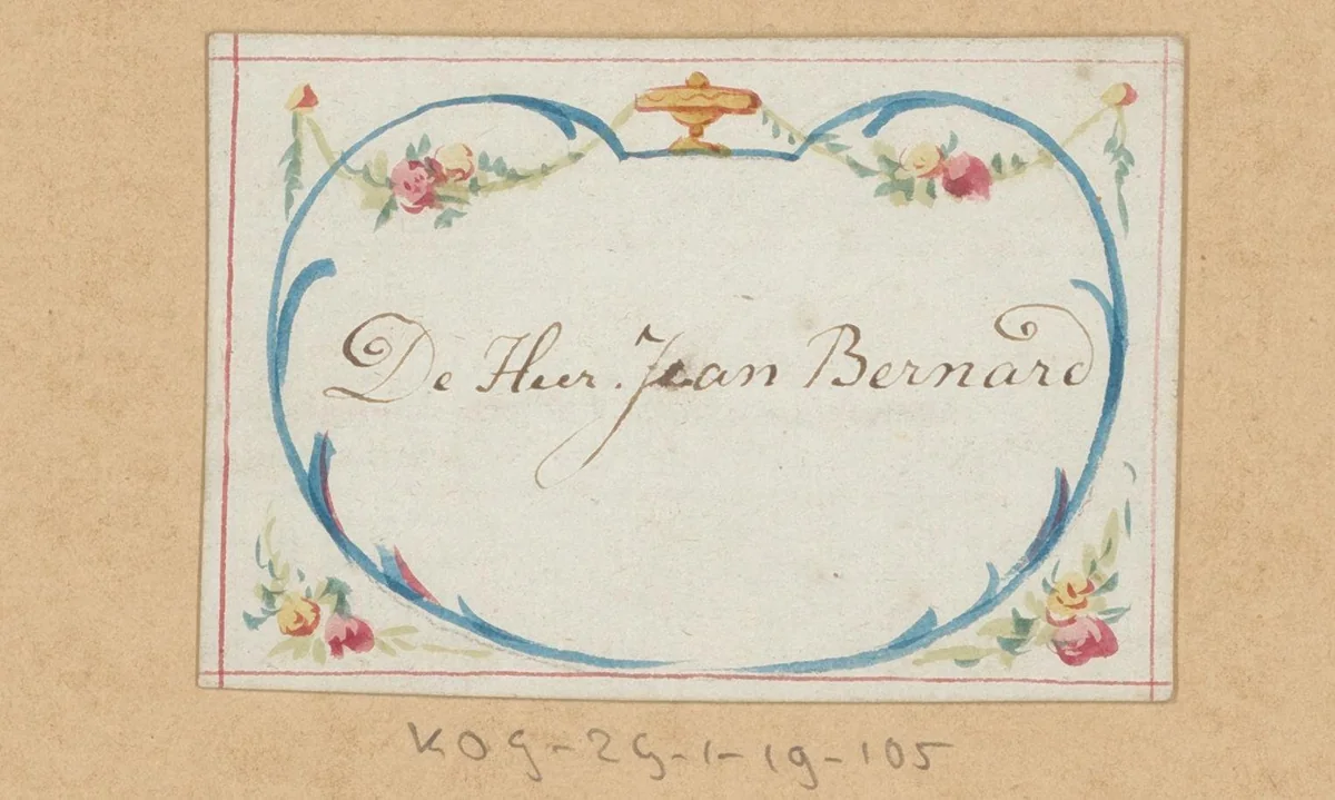 Bruiloftskaart voor 'De Heer Jean Bernard' by anonymous, drawing, 1780-1800