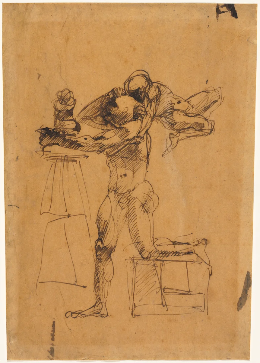 The Genius of the Sculptor by Auguste Rodin, drawing, 1880-1883