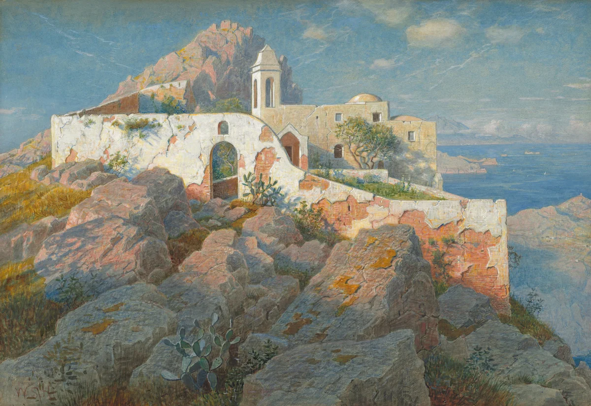 Santa Maria a Cetrella, Anacapri by William Stanley Haseltine, drawing, 1887-1897