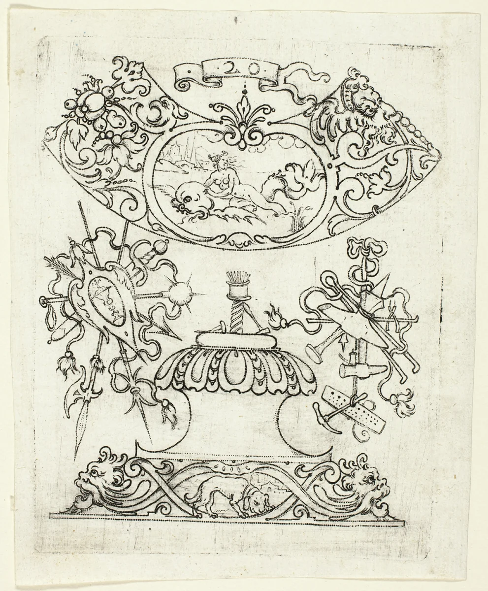 Plate 20, from twenty ornamental designs for goblets and beakers by Master A.P. German, print, 1604