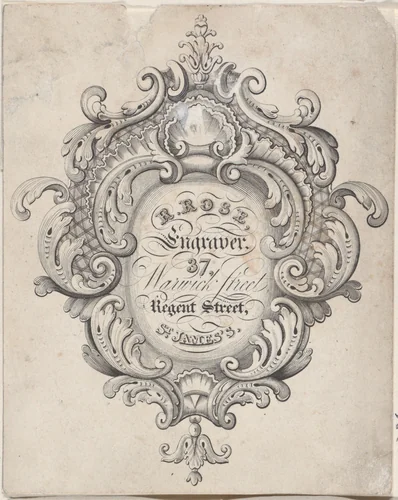 Trade Card for R. Rose, Engraver by anonymous, print, 1800-1900