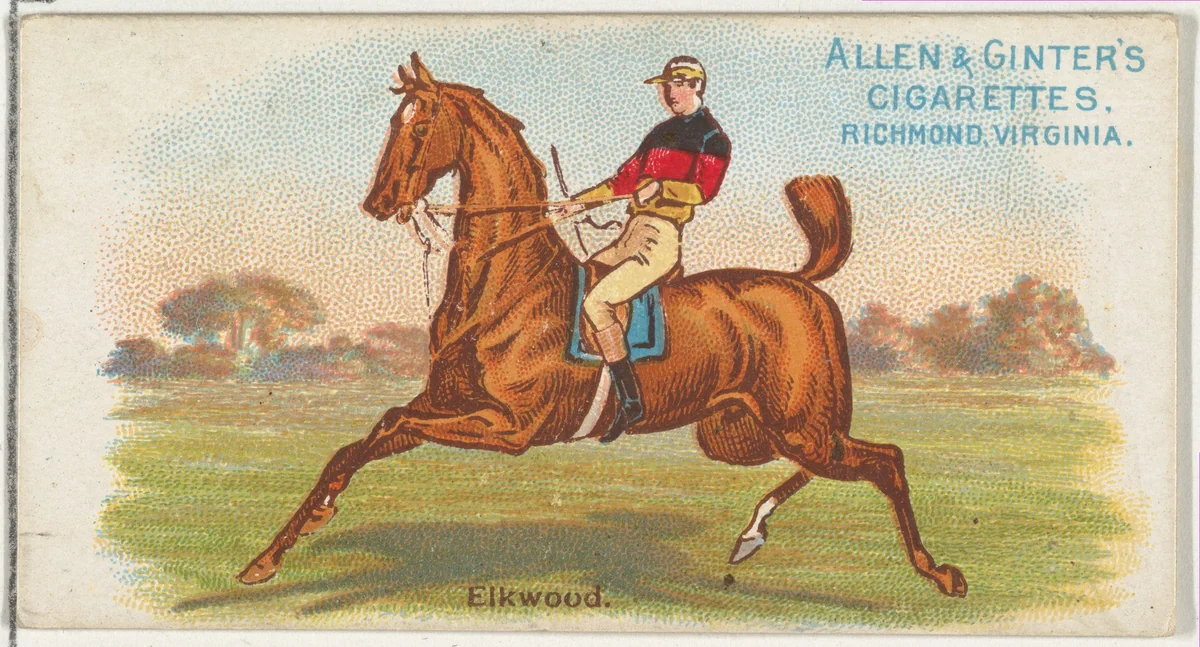 Elkwood, from The World's Racers series (N32) for Allen & Ginter Cigarettes by Allen & Ginter, print, 1888