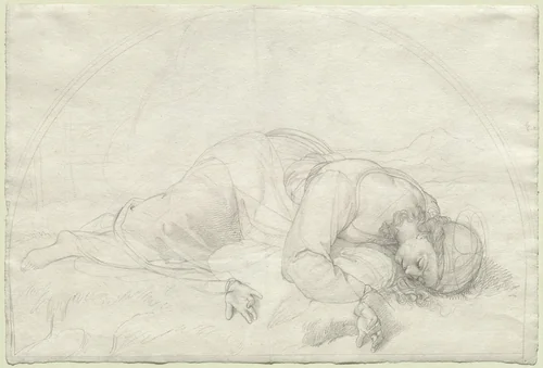 Saint Cecilia by Johann Evangelist Scheffer von Leonhardshoff, drawing, 1821