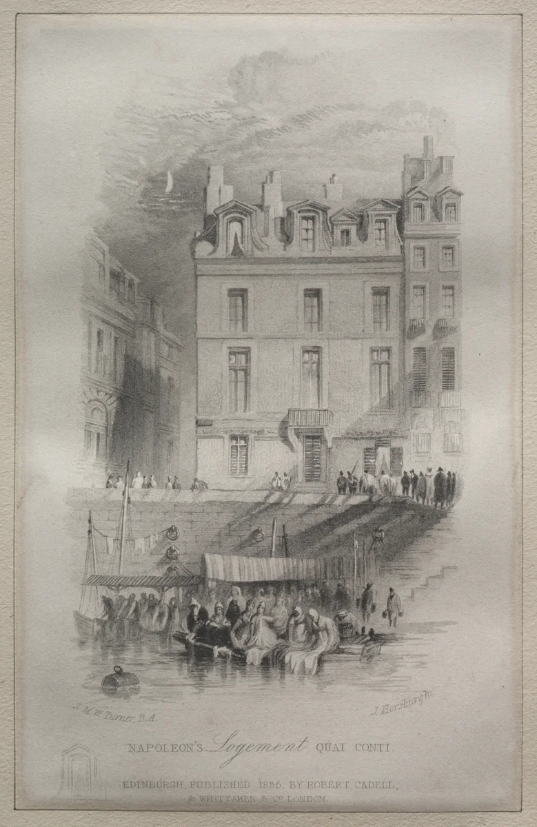 Napoleon's Logement, Quai Conti by John Horsburgh, print, 1835