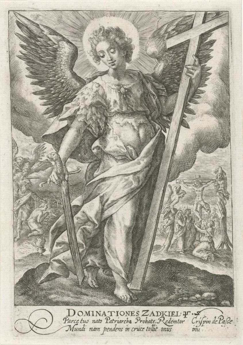 Aartsengel Zadkiël by Crispijn van de Passe, print, 1574-1637