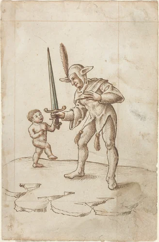 "Turn aside the Sharp Sword" [fol. 44 recto] by French early 16th Century, drawing, 1512-1515