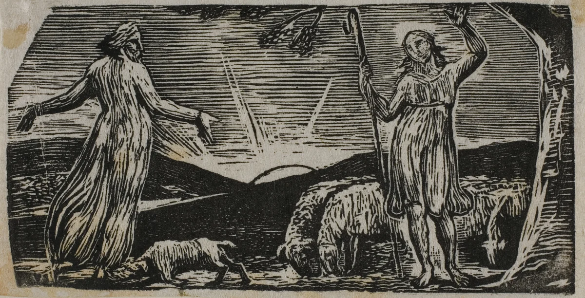 Thenot Remonstrates with Colinet, from The Pastorals of Virgil by William Blake, print, 1821