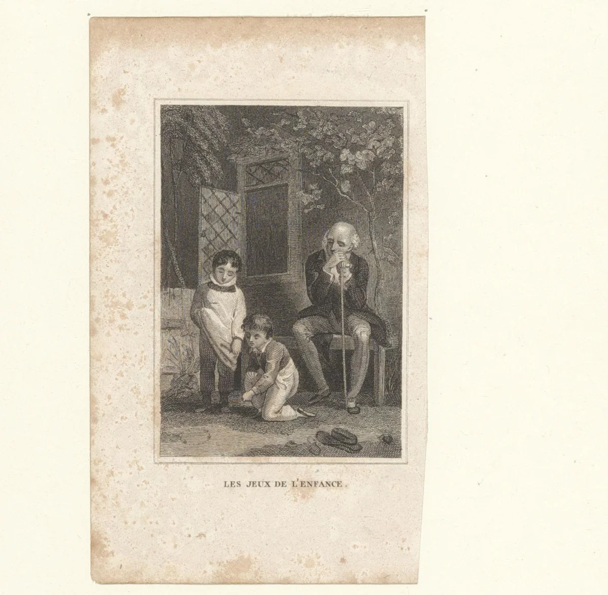 Knikkerende kinderen by anonymous, print, 1800-1899