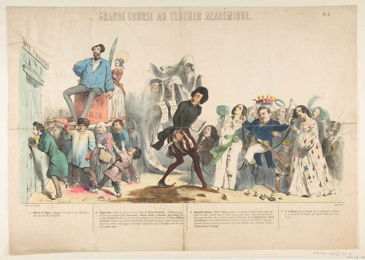 Grand Course au Clocher Académique, Pl. 2 by J. J. Grandville, print, 1844