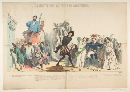 Grand Course au Clocher Académique, Pl. 2 by J. J. Grandville, print, 1844