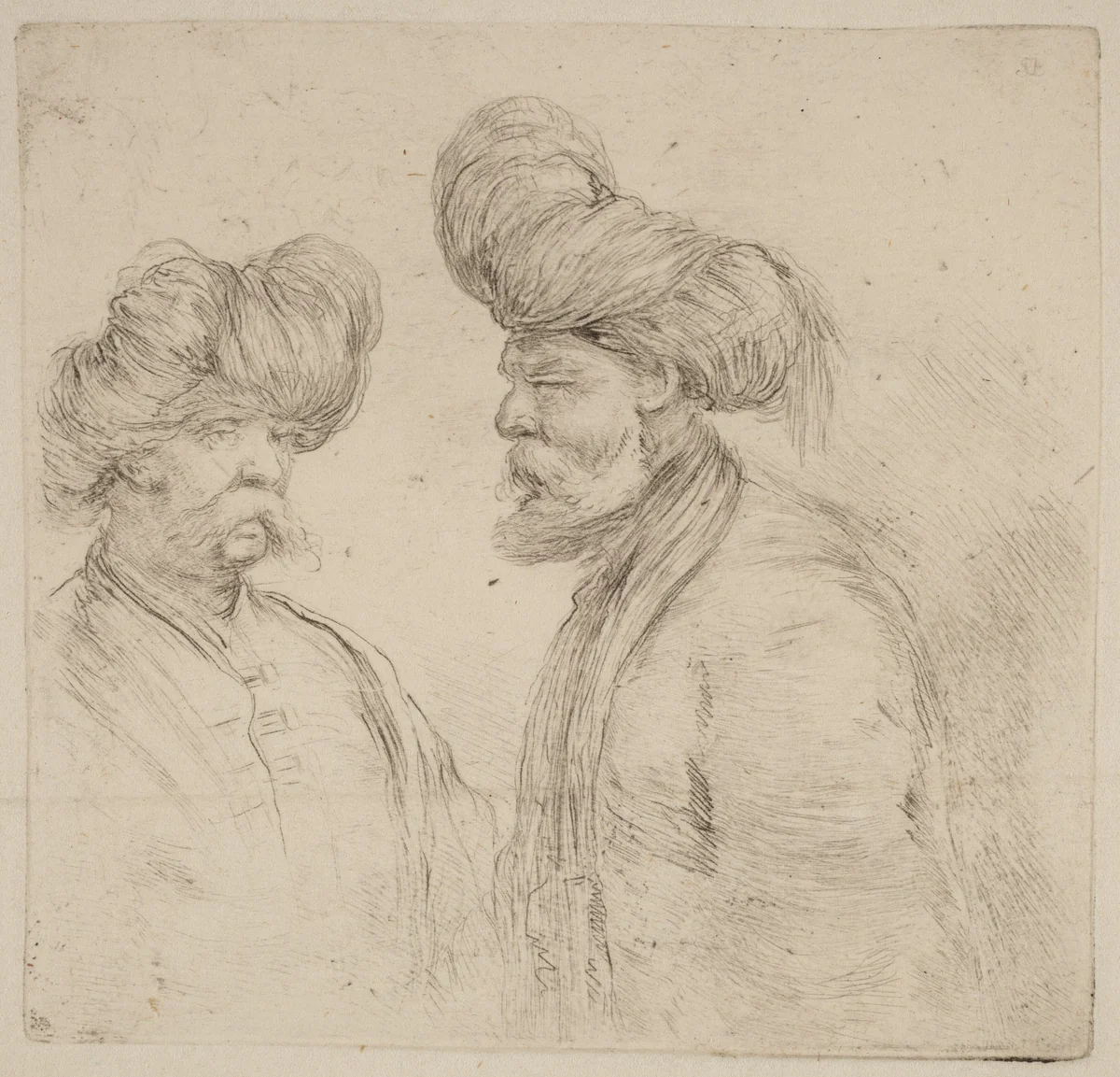 Two Turks by Stefano della Bella, print, 1610-1664