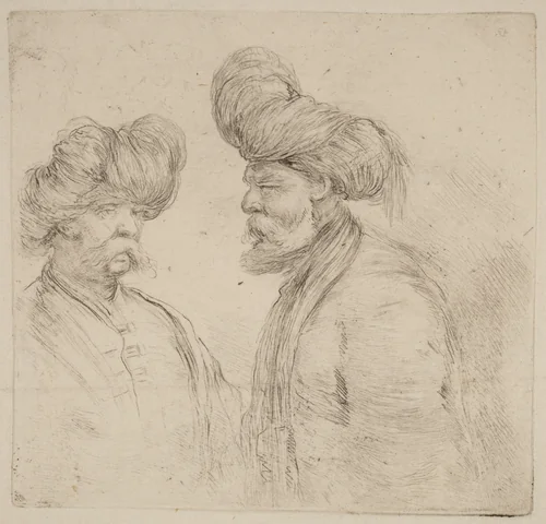 Two Turks by Stefano della Bella, print, 1610-1664