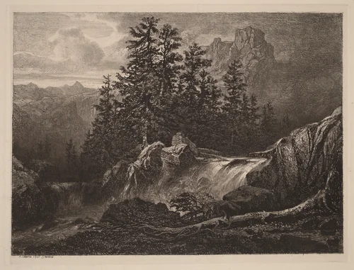 Mountain Waterfall by Alexandre Calame, portfolio, 1845