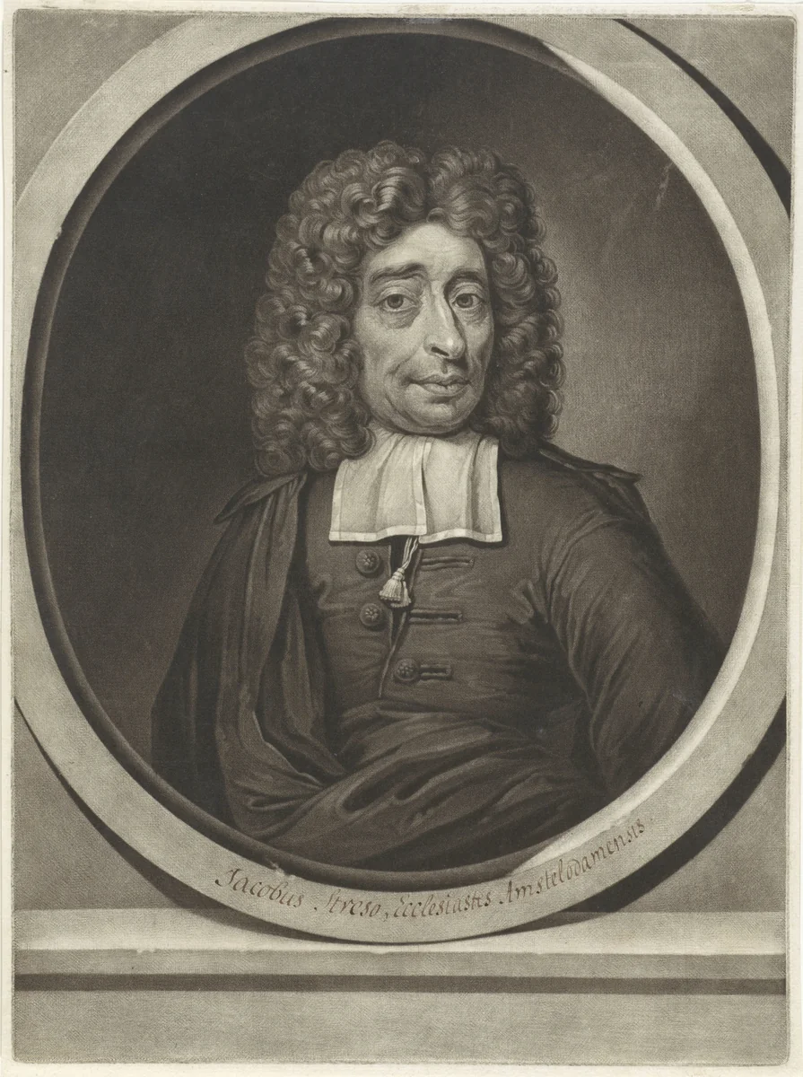 Portret van Jacobus Streso by Pieter Schenk, print, 1670-1713
