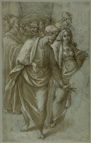 Group of Figures (recto) Fragment of a Female Head (verso) by Niccolò Martinelli, drawing, 1560-1611