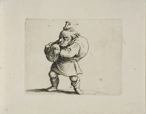 Bagpipe Player, from Varie Figure Gobbi by Jacques Callot, print, 1616