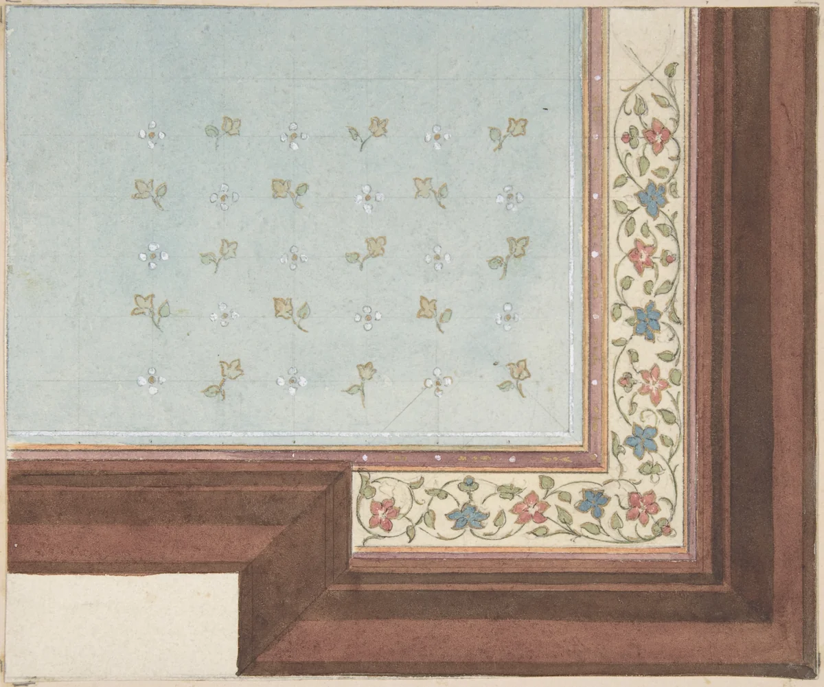Design for Ceiling, Hôtel Hope by Jules-Edmond-Charles Lachaise, drawing, 1867